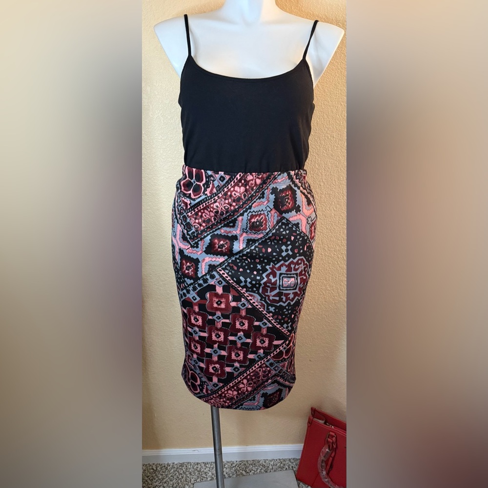 Ashley Stewart Pink and Black Animal Print Skirt - Picture 3 of 6